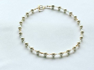 粉彩色調天然石與棉珍珠短項鍊