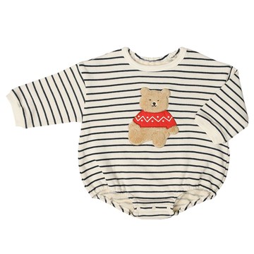 akachan honpo - 外出包屁衣-刷毛圖案-深藍色