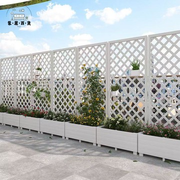 花架 陽台花架 白色防腐木花箱陽臺種植箱木花盆戶外庭院裝飾隔斷花箱網格爬藤架特惠/免運 可開發票 全館折扣 m5417