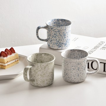 Homely Zakka 創意不規則潑墨點點陶瓷馬克杯/咖啡杯300ml - 藍點點