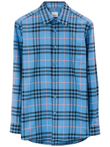 Burberry - check cotton shirt - men - Cotton - S - Blue