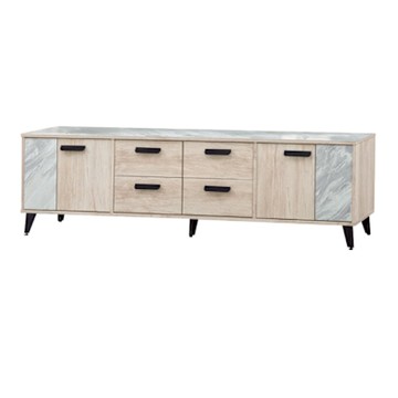 文創集 班斯雙色7尺四抽二門電視櫃-210x40x54cm免組