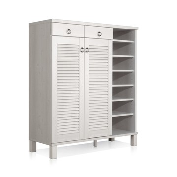 【Sato】輕井澤百葉雙抽雙門七格鞋櫃‧幅90cm-白色木紋