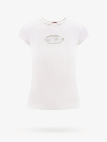 Stretch cotton t-shirt with cut-out logo - DIESEL - gender_Woman