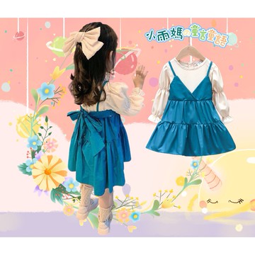🍓小雨媽的童言童語🍓現貨~2022春季新款連衣裙韓版長袖假兩件洋裝外貿童裝女童連衣裙洋氣女寶寶公主裙