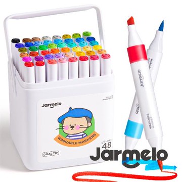 【JarMelo 原創美玩】可水洗雙頭彩繪塗鴉馬克筆(48色)