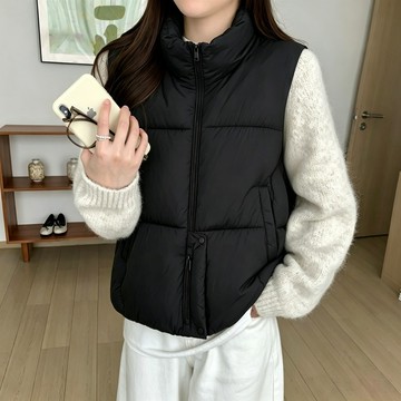 【加肥加大】大碼時尚棉服馬甲 韓版無袖背心坎肩馬夾 短款棉服馬甲 秋冬新款 疊穿外搭馬甲 立領加厚保暖外套