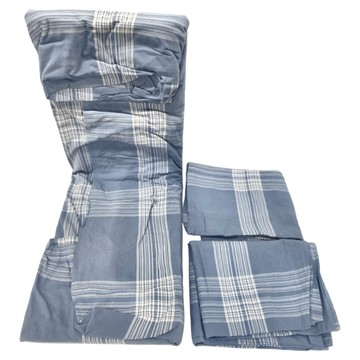 小雄媽 窗格紋水洗棉  床包 + 枕套組  雙人(床包186 x 150cm + 枕套45 x 75cm)  藍白色