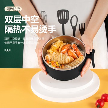 泡麵碗 廣意304不銹鋼泡面碗加勺筷學生飯盒快餐杯綠色1000MLGY7699【摩可美家】