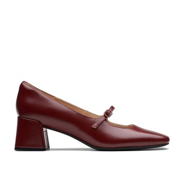 Clarks 妮塔系列- Nyta45 Shine 女款現代感方頭瑪莉珍高跟鞋(紅色) CLF72856D