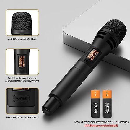 TONOR Wireless Microphone Systems, UHF Cordless Karaoke Microphones, Handheld Dynamic Mic Microfono Kit with Receiver for Karaoke, Singing, Church, Ad