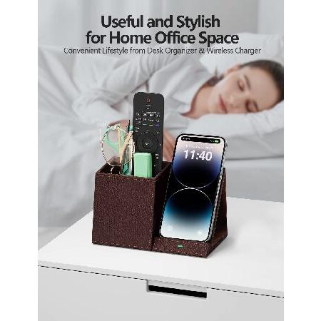 Desk Supplies Organizer, Multi-Functional Pencil Pen Holder with Wireless Charger, Desktop Stationery Organizer, Home Office Supply Storag(並行輸入品)