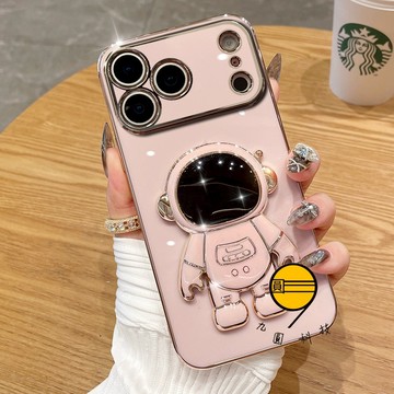 宇航員電鍍支架手機殼 蘋果 iPhone 17 Air 16 15 14 13 pro max 防摔 鏡頭保護膜