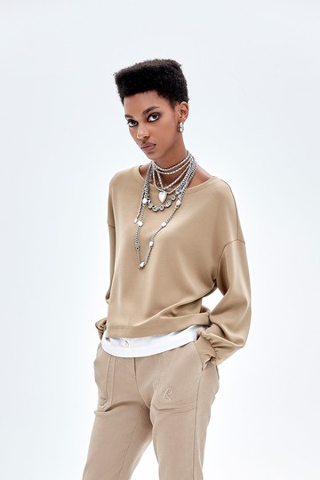 月見草色假兩件上衣