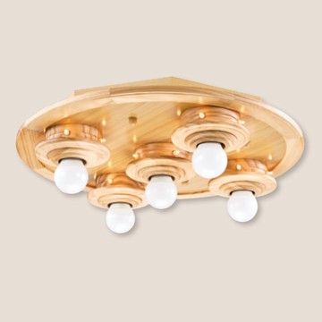 台灣製造 E27X5原木造型吸頂燈 F37-21-92941