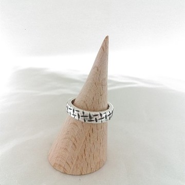 集悅。網烙 純銀戒指