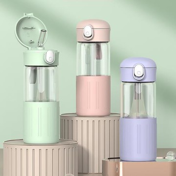 韓版女生吸管杯網紅水杯子ins風玻璃茶杯可愛高顏值孕產婦喝水杯