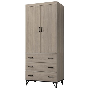 【Hampton 漢汀堡】瑪莉灰橡色3尺衣櫥