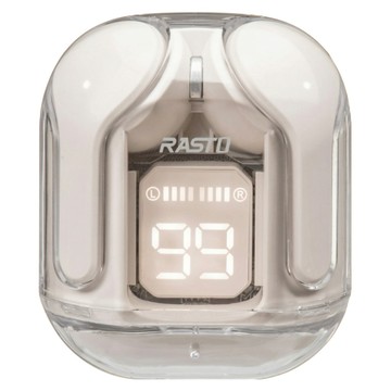RASTO 日系設計電量顯示真無線5.3藍牙耳機  RS62  白色