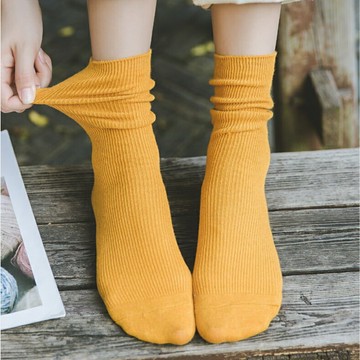 純棉襪子堆堆襪夏季薄款中筒襪全棉可愛日系春秋高筒長襪女襪【聚物優品】