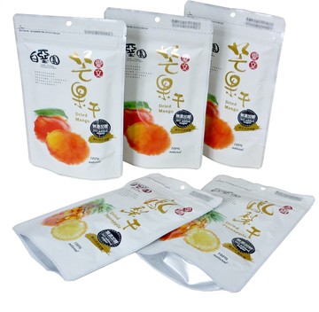 白堊園100%純天然無添加健康果乾五福臨門A組(無糖芒果X3+無糖鳳梨X2)