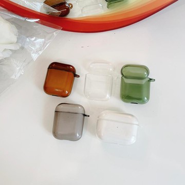 簡約個性透明灰色AirPods保護套蘋果藍牙無線耳機殼新款aripodsPRO3軟硅膠防丟繩AirPodsPro全包充電盒1代2代