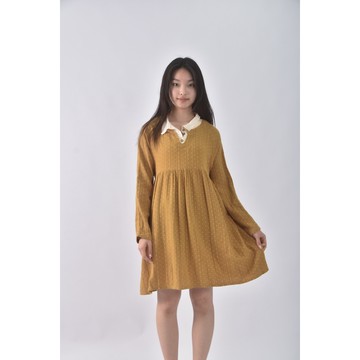 (M) qinwei假兩件黃色洋裝二手衣