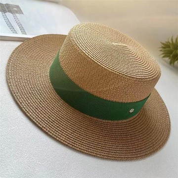 春夏新款法式平頂平沿草帽女防曬巴拿馬遮陽禮帽復古出游度假草帽