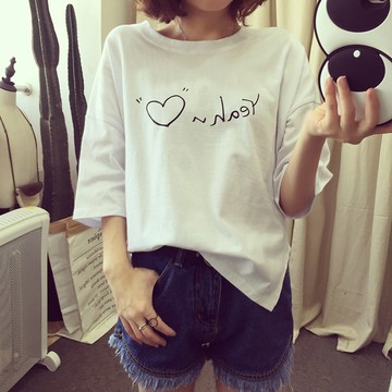 韓版寬鬆顯瘦字母短袖上衣【T166】