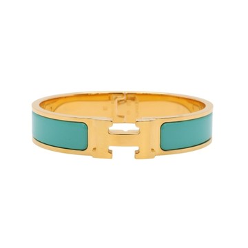 HERMES 愛馬仕 Clic H 手環 孔雀藍色 金色鍍金 H700001F 【二手名牌BRAND OFF】