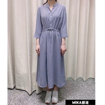 《MIKA米卡服飾》雪紡長洋 立體排扣雪紡洋 襯衫洋裝 連身裙 洋裝 涼感洋裝 女裝