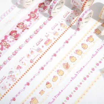 🍋檸檬青🍋清倉現貨超可愛卡通草莓泰迪熊系列4款3卷入盒裝紙膠帶貼紙手帳裝飾素材