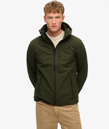Superdry Men's Hooded Soft Shell Trekker Jacket Green Size: XL