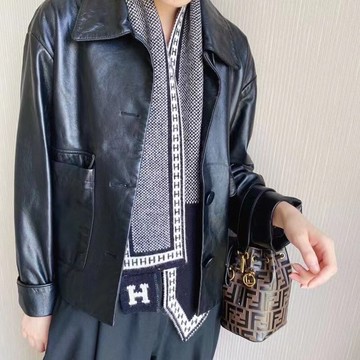 FB3112 韓國新款秋冬季氣質H字母針織圍巾披肩