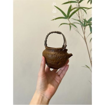 扶搖老巖泥手作藤編公道杯帶濾孔復古粗陶中式功夫茶具分茶煮茶器