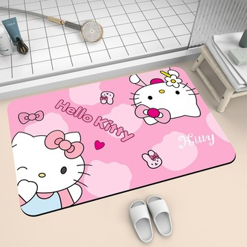 地墊🎀 HelloKitty浴室地墊卡通硅藻泥地墊衛生間吸水腳墊玄關入戶門墊