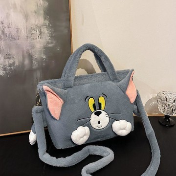 ❤️ 人氣爆款 ❤️猫和老鼠周边毛绒汤姆公仔杰瑞包包可爱斜挎卡通学生毛茸茸手提包