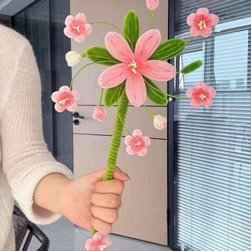 🛒臺灣24h🌳手持春日桃花風車扭扭棒手工材料包送女友新款全套編織扭扭棒材料