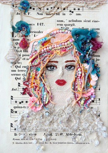 夢幻色彩的閃亮串珠刺繡藝術　作品名【水晶燈】　獨一無二