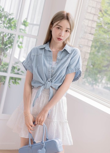 小綁結牛仔襯衫