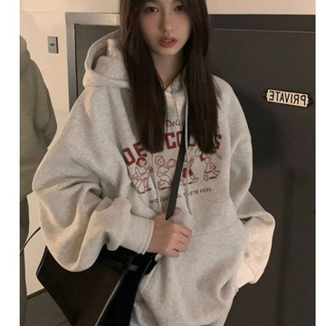 TGNS 純棉衛衣 大學t 薄衛衣 長袖上衣 oversize 大學t 潮流衣服 ins風 刷毛 卡通印花 秋冬上衣