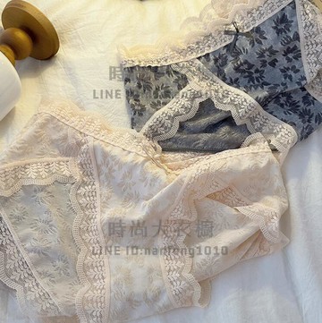 日系少女內褲春夏新款中腰蕾絲邊大碼純棉檔女士包臀三角褲【時尚大衣櫥】