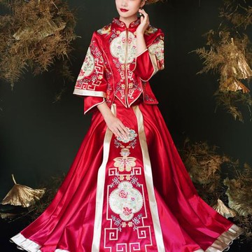 秀禾服2023新款新娘結婚女紅色中式婚服嫁衣禮服重工龍鳳褂顯瘦