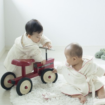 ORUNET 日本製 今治產 Oh dear!寶貝連帽睡袍 - 紅色