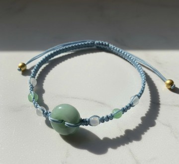 飄綠花翡翠平安扣編織手鍊 | 天然緬甸玉翡翠A貨 | 送禮