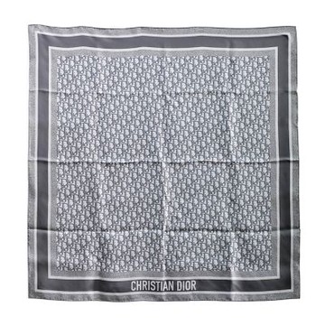 DIOR Oblique Diortwin 90系列雙色雙面絲綢斜紋方巾(黑色/海軍藍)