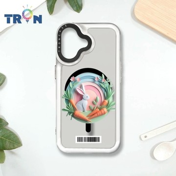 TRON IPHONE 16 可愛紙雕兔子 防摔 MAGSAFE 磁吸 太空載具殼 透黑 手機殼