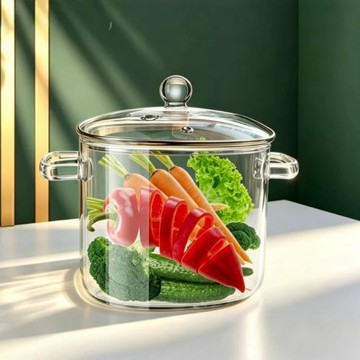 高硼硅玻璃泡面鍋可明火家用輔食泡面碗明火燉湯鍋透明雙耳鍋