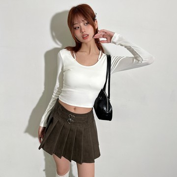 肩帶造型彈力Bra上衣-白【KT224759】