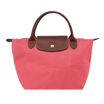 [平輸版]LONGCHAMP LE PLIAGE系列短把再生尼龍摺疊水餃包(小/草莓紅)真品平輸